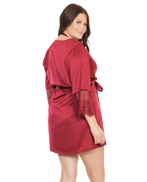 Male Sex Toys Coquette Stretch Satin Robe wEyelash Lace Sleeve Merlot OSXL Male Sex Toys Coquette Stretch Satin Robe wEyelash Lace Sleeve Merlot OSXL