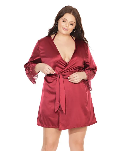 Male Sex Toys Coquette Stretch Satin Robe wEyelash Lace Sleeve Merlot OSXL Male Sex Toys Coquette Stretch Satin Robe wEyelash Lace Sleeve Merlot OSXL