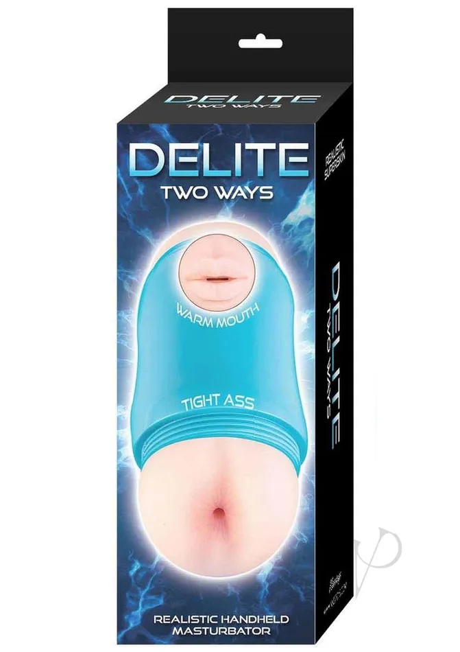 Male Sex Toys Delite Delite Two Ways Mouth and Ass Masturbator VanillaBlue