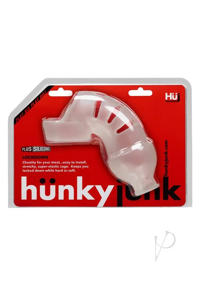 Male Sex Toys Hunkyjunk Hunkyjunk Lockdown Silicone Chastity Cage Clear