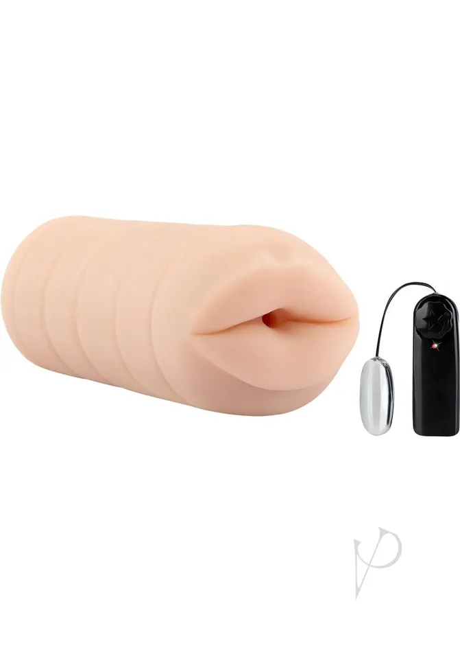 Male Sex Toys Hustler Barely Legal Vibrating Blowjob Dirty Little Cocksucker Mouth Stroker with Bullet and Wired Remote Control Vanilla Hustler Toys