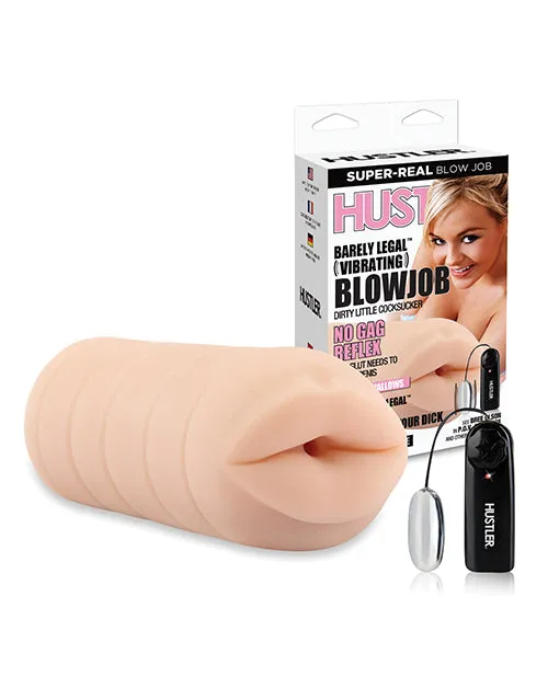 Male Sex Toys Hustler Barely Legal Vibrating Blowjob Dirty Little Cocksucker Mouth Stroker with Bullet and Wired Remote Control Vanilla Hustler Toys