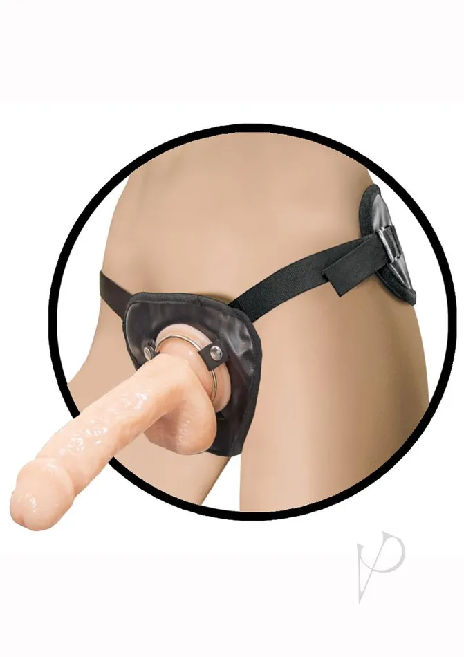 Male Sex Toys Natural Natural Realskin Squirting Penis with Adjustable Harness 8in Vanilla