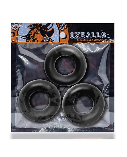 Male Sex Toys Oxballs Fat Willy Jumbo Cock Ring 3 pack Black Oxballs