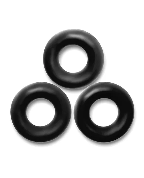 Male Sex Toys Oxballs Fat Willy Jumbo Cock Ring 3 pack Black Oxballs