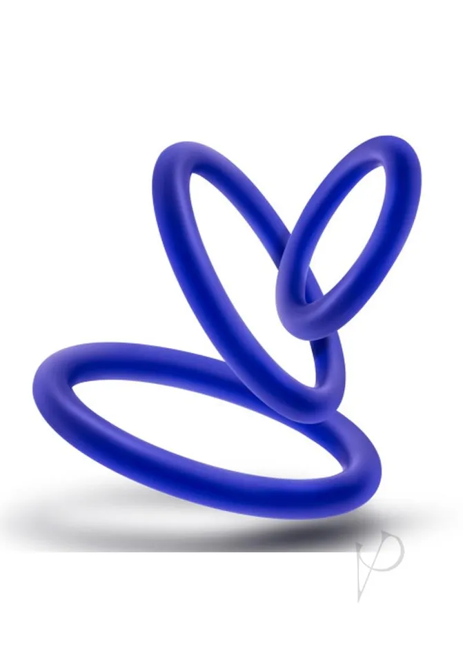 Male Sex Toys Performance Performance VS4 Pure Premium Silicone Cock Ring Set 3 Sizes Indigo