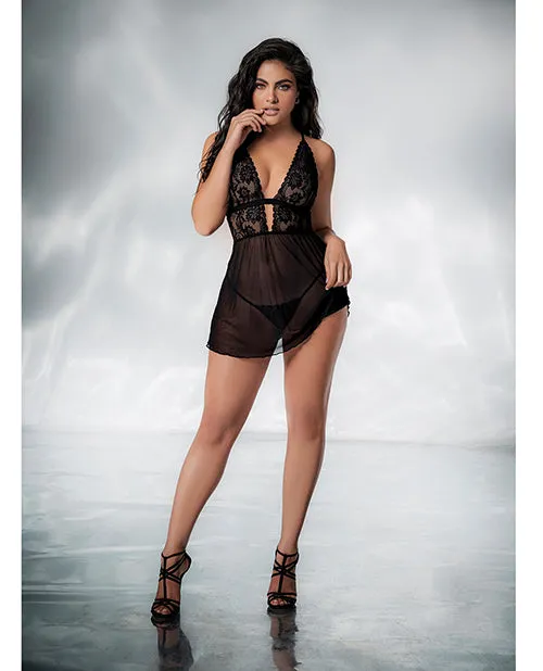 Mapale Lace Mesh Babydoll GString Black LXL Anal