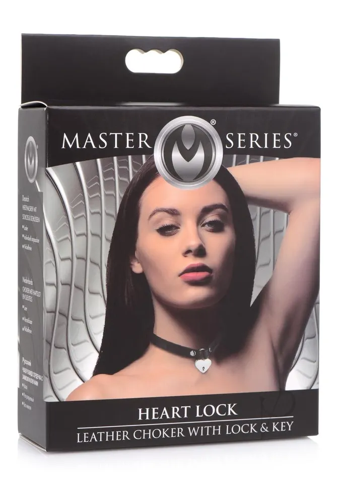 Master Series Heart Lock Choker with Keys Black Master Series Anal