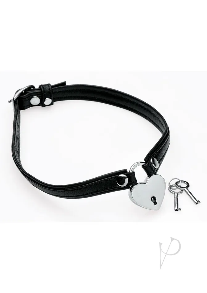 Master Series Heart Lock Choker with Keys Black Master Series Anal