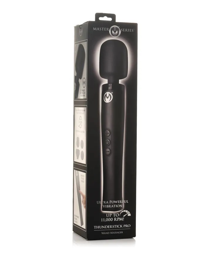 Master Series Master Series Thunderstick Pro Wand Rechargeable Silicone Wand Black Female Sex Toys