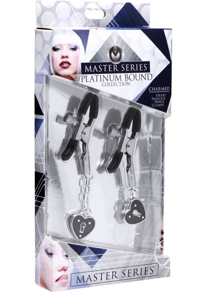 Master Series Platinum Bound Charmed Heart Padlock Nipple Clamps Silver Master Series Platinum Bound Anal Master Series Platinum Bound Charmed Heart Padlock Nipple Clamps Silver Master Series Platinum Bound Anal