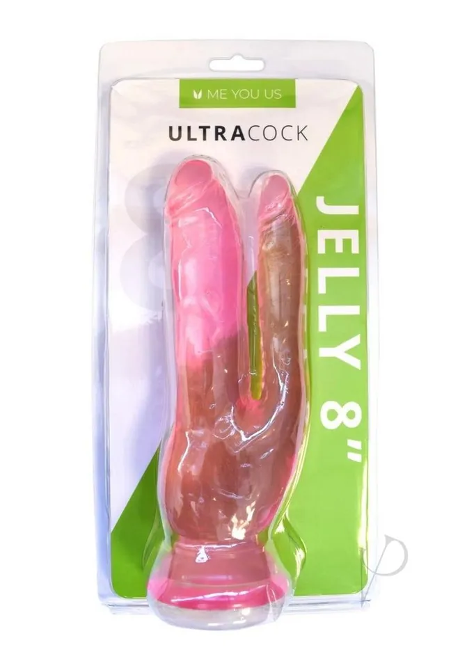 ME YOU US Ultracock Jelly Double Penetrator 8in Pink Me You Us Vibrators