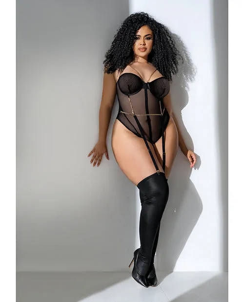 Mesh Bodysuit wGold Chain Detail Black 3X4X Mapale Anal Mesh Bodysuit wGold Chain Detail Black 3X4X Mapale Anal