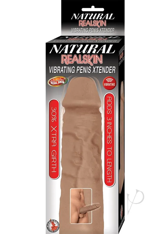 Natural Male Sex Toys Natural Realskin Vibrating Penis Xtender Chocolate