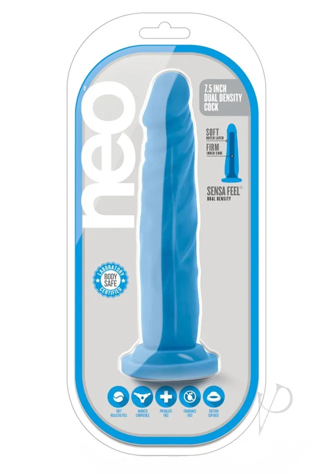 Neo Dildos Neo Dual Density Dildo 75in Neon Blue