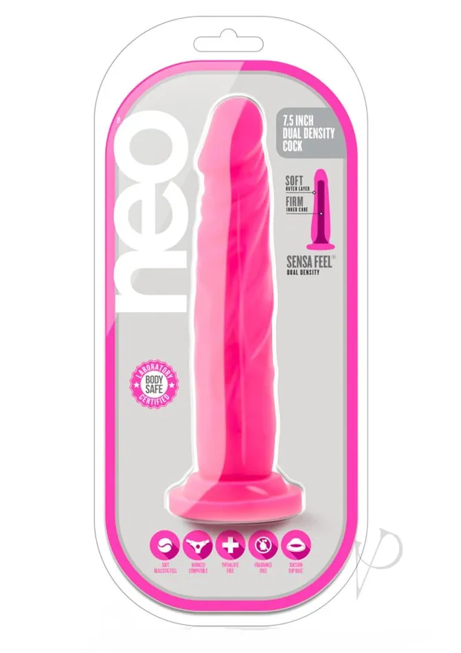 Neo Dildos Neo Dual Density Dildo 75in Neon Pink