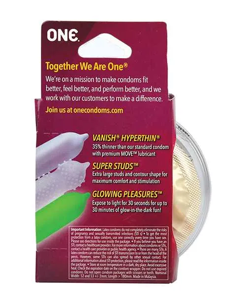 One One Mixed Pleasures Condoms Box of 3 Vibrators