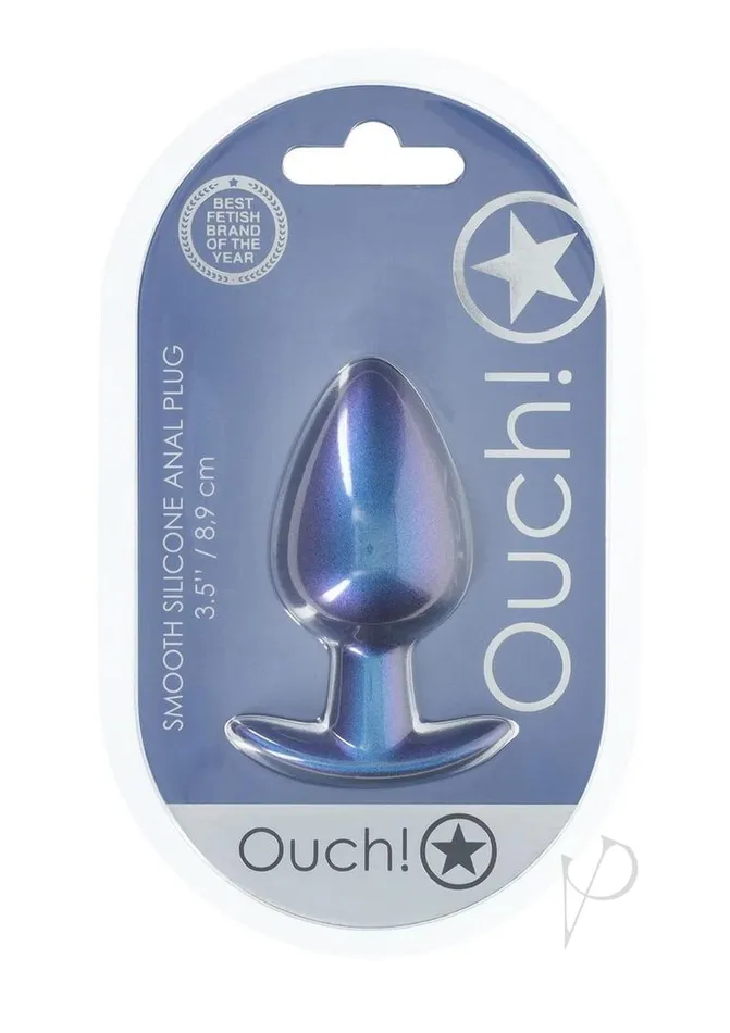 Ouch Anal Plug Silicone Large Metallic Blue Ouch Anal