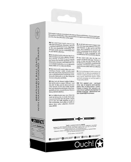 Ouch Anal Shots Ouch Diamond Breathable Ball Gag Black