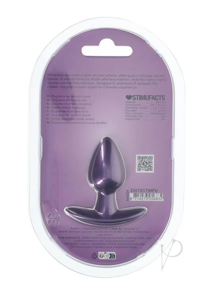 Ouch Ouch Anal Plug Silicone Small Metallic Purple Anal Ouch Ouch Anal Plug Silicone Small Metallic Purple Anal