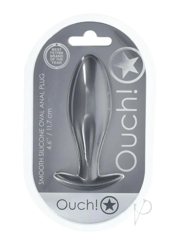 Ouch Oval Anal Plug Silicone Gun Metal Ouch Male Sex Toys