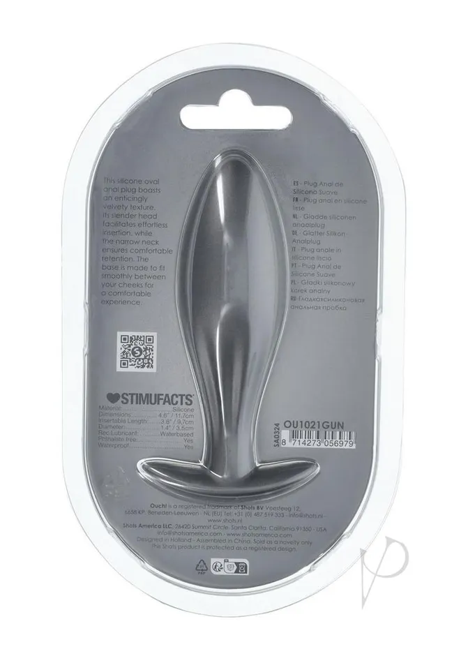 Ouch Oval Anal Plug Silicone Gun Metal Ouch Male Sex Toys Ouch Oval Anal Plug Silicone Gun Metal Ouch Male Sex Toys