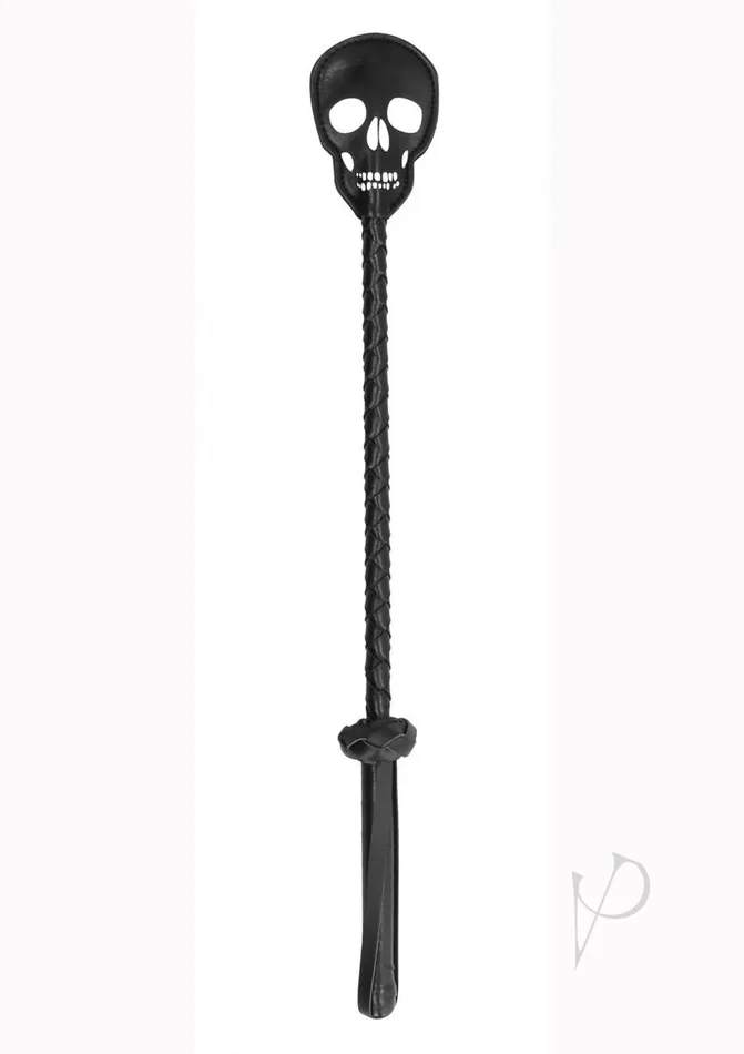 Ouch Skulls and Bones Skull Leather Crop Black Ouch Restraints