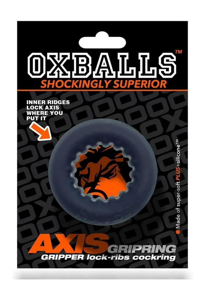 Oxballs Axis Rib Griphold Cock Ring Black Ice Oxballs Male Sex Toys