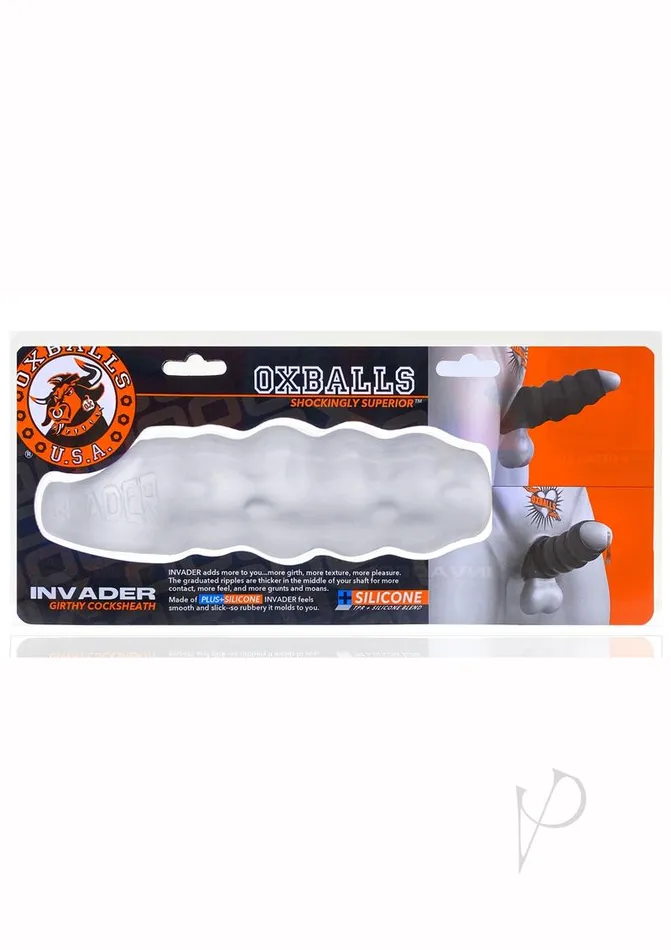 Oxballs Dildos Invader Rippled OpenEnded Silicone Cocksheath Extender ClearFrost