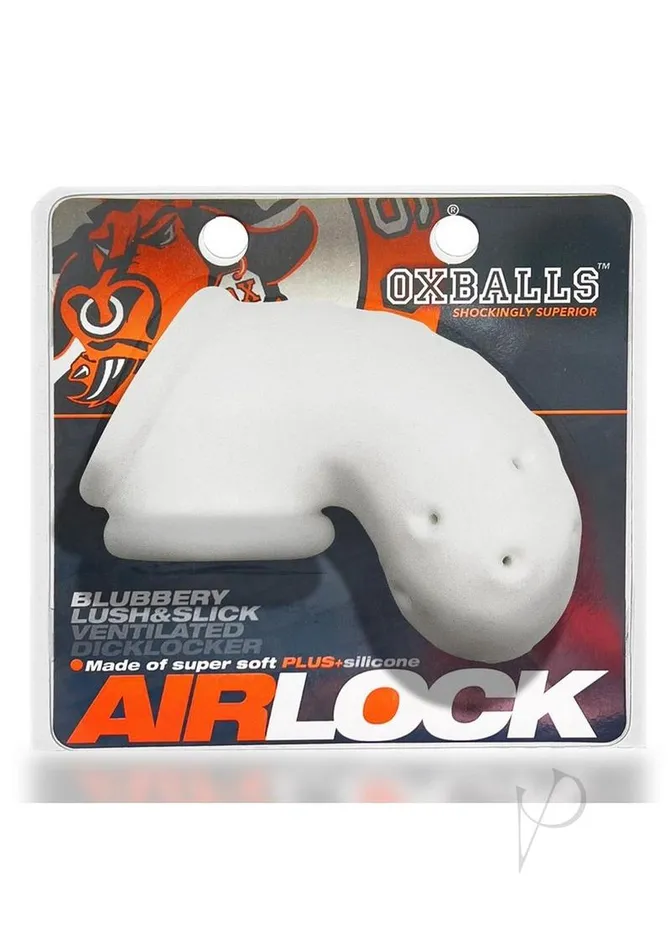 Oxballs Male Sex Toys Airlock AirLite Vented Silicone Chastity White Ice