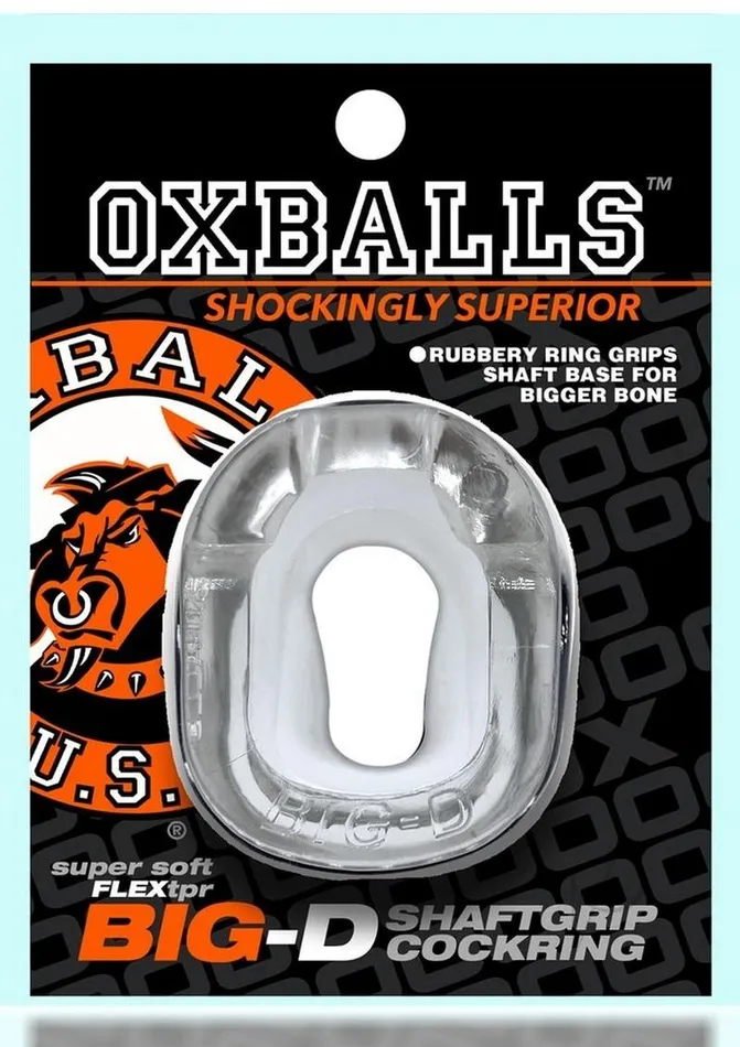 Oxballs Male Sex Toys BigD Shaft Grip Cock Ring Clear