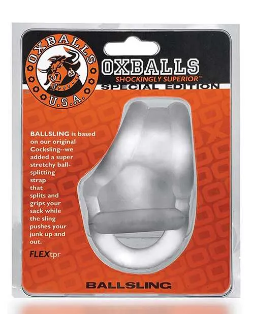Oxballs Male Sex Toys Oxballs Ball Sling with Ball Splitter Strap Clear Ice