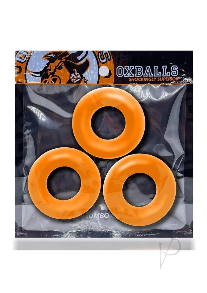 Oxballs Male Sex Toys Oxballs Fat Willy Jumbo Cock Ring 3 pack Orange