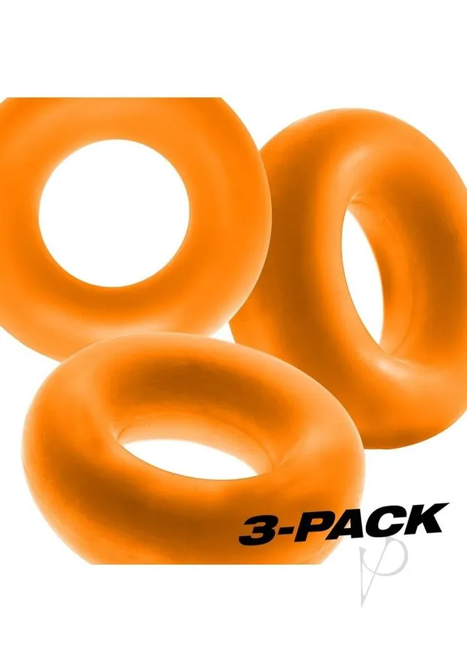 Oxballs Male Sex Toys Oxballs Fat Willy Jumbo Cock Ring 3 pack Orange