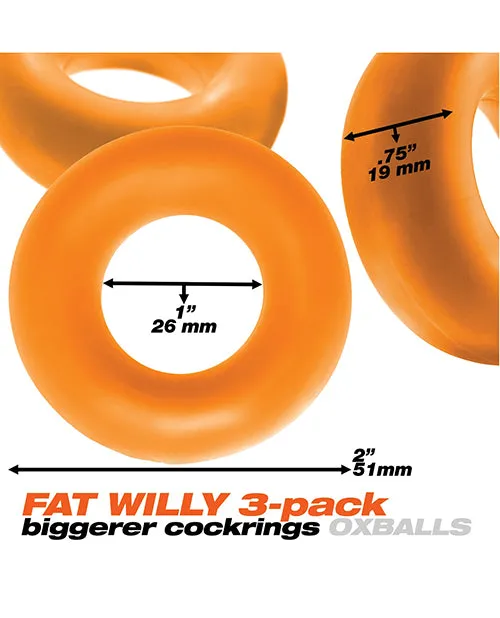 Oxballs Male Sex Toys Oxballs Fat Willy Jumbo Cock Ring 3 pack Orange
