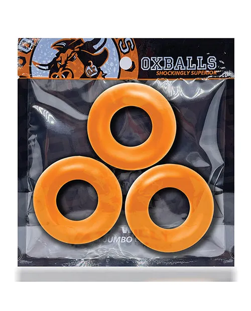 Oxballs Male Sex Toys Oxballs Fat Willy Jumbo Cock Ring 3 pack Orange
