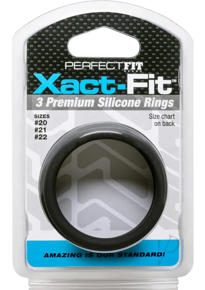Perfect Fit Anal Perfect Fit XactFit Silicone Ring Kit LG XL Black 3 pack