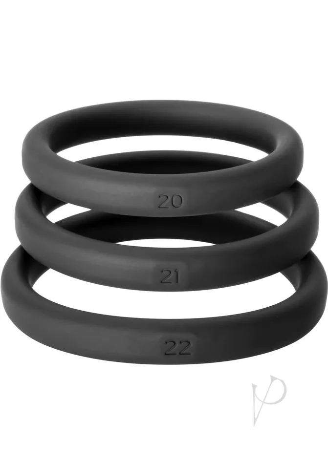 Perfect Fit Anal Perfect Fit XactFit Silicone Ring Kit LG XL Black 3 pack