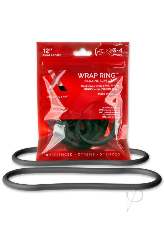 Perfect Fit Anal The Xplay Wrap Ring Silicone Slim 12in 2 pack Black