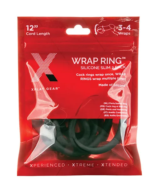 Perfect Fit Anal The Xplay Wrap Ring Silicone Slim 12in 2 pack Black