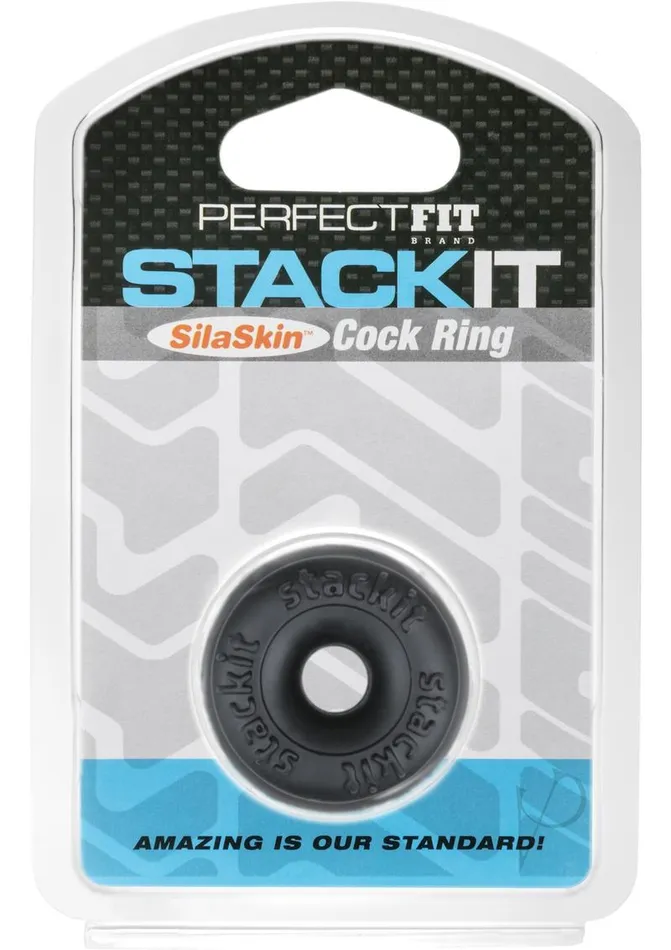 Perfect Fit Male Sex Toys Perfect Fit Stackit SilaSkin Cock Ring Black