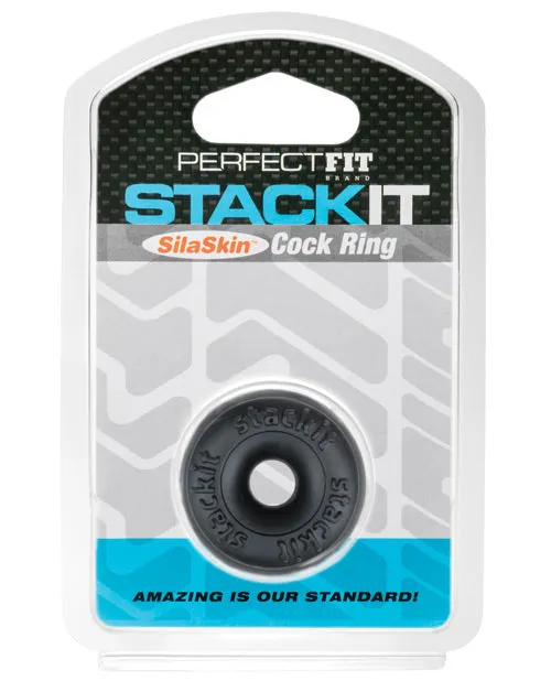 Perfect Fit Male Sex Toys Perfect Fit Stackit SilaSkin Cock Ring Black