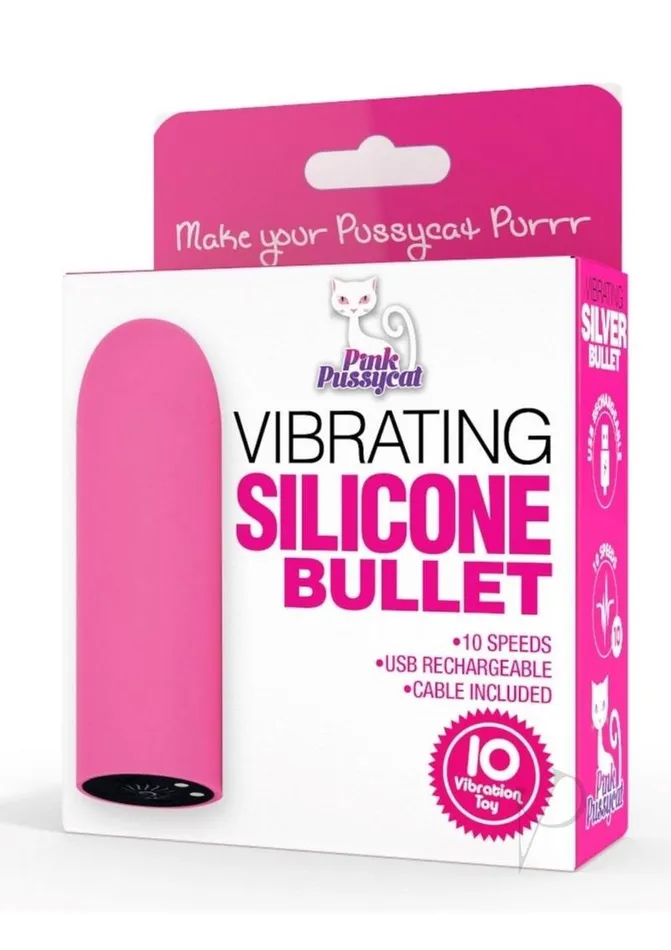 Pink Pussycat Vibrating Silicone Bullet Pink Pink Pussycat Vibrators