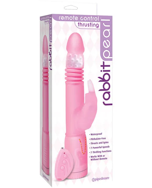 Pipedream Female Sex Toys Thrusting Rabbit Pearl Vibrator with Remote Control Pink
