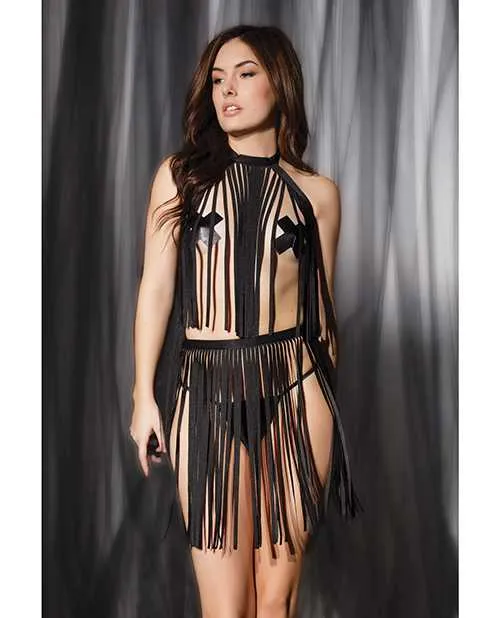 Play Darque Fringe Harness Top Skirt Black OS Elite By Coquette Anal Play Darque Fringe Harness Top Skirt Black OS Elite By Coquette Anal