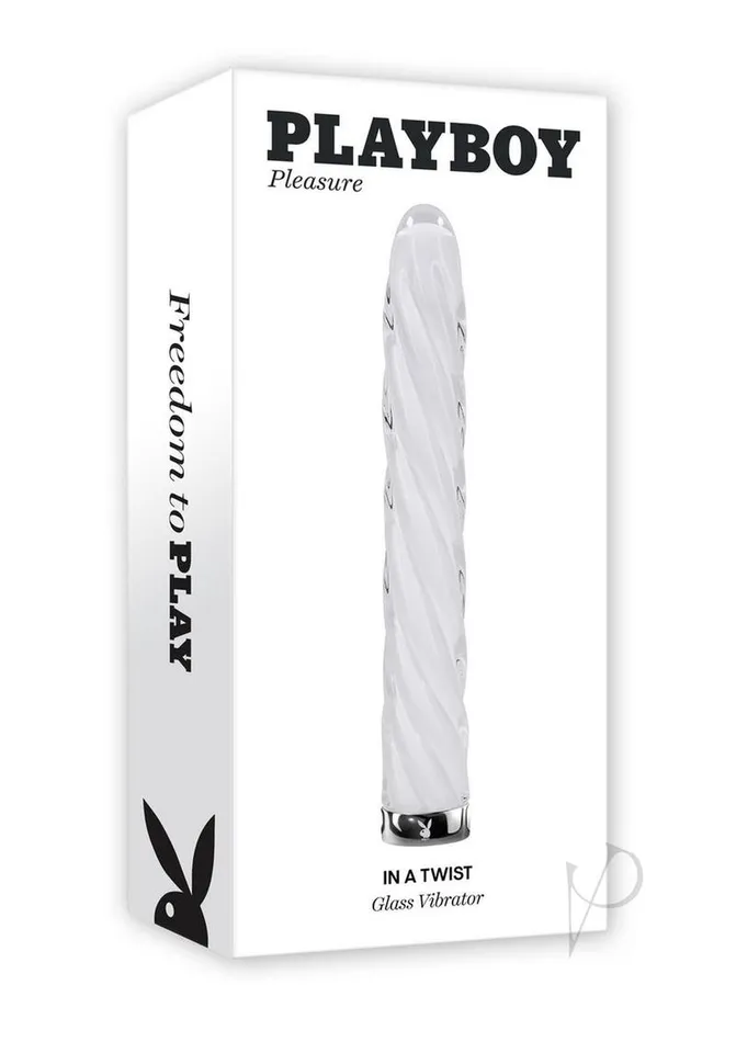 Playboy Female Sex Toys Playboy In a Twist Rechargeable Glass Vibrator ClearWhite Playboy Female Sex Toys Playboy In a Twist Rechargeable Glass Vibrator ClearWhite