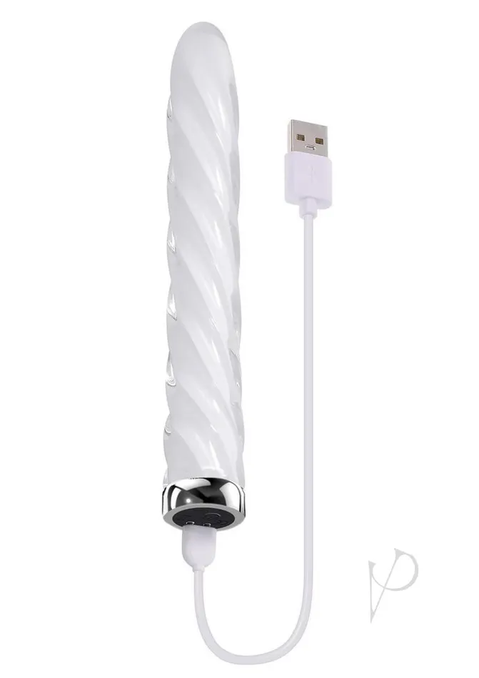 Playboy Female Sex Toys Playboy In a Twist Rechargeable Glass Vibrator ClearWhite Playboy Female Sex Toys Playboy In a Twist Rechargeable Glass Vibrator ClearWhite