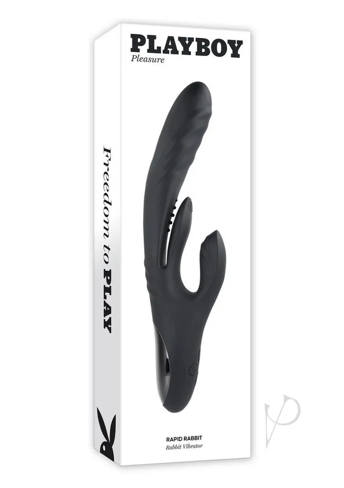 Playboy Rapid Rabbit Rechargeable Silicone Vibrator Black Playboy Vibrators Playboy Rapid Rabbit Rechargeable Silicone Vibrator Black Playboy Vibrators