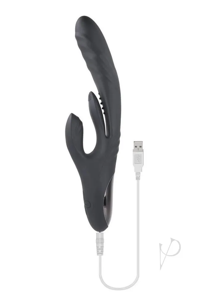 Playboy Rapid Rabbit Rechargeable Silicone Vibrator Black Playboy Vibrators