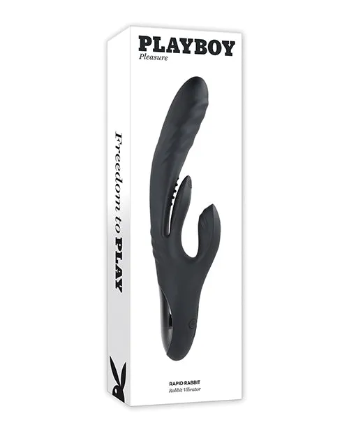 Playboy Rapid Rabbit Rechargeable Silicone Vibrator Black Playboy Vibrators